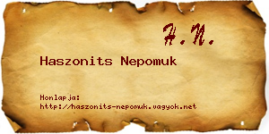 Haszonits Nepomuk névjegykártya